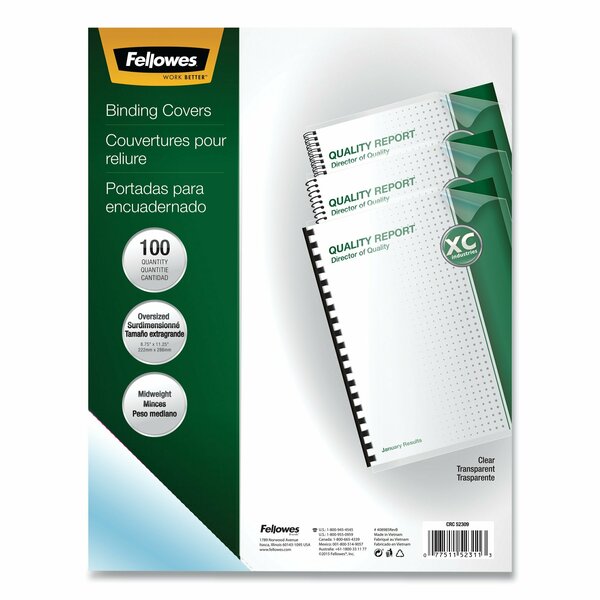 Fellowes Bind Cover, Round Corner, Clear, PK100 52311